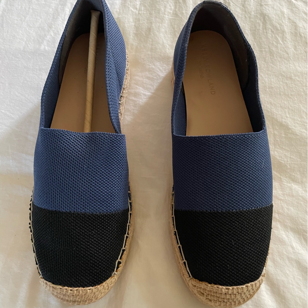 NWOT Kelly Rowland For Justfab Blue Black Espadrilles Shoes 8.5